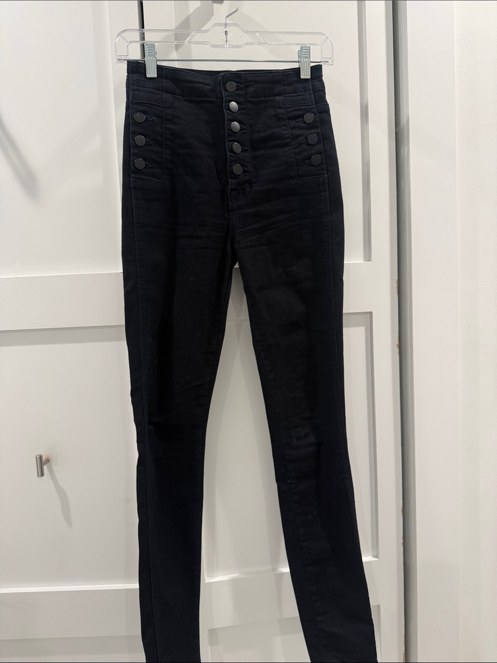 J Brand Natasha High-Rise Black Button-Front Skinny Jeans